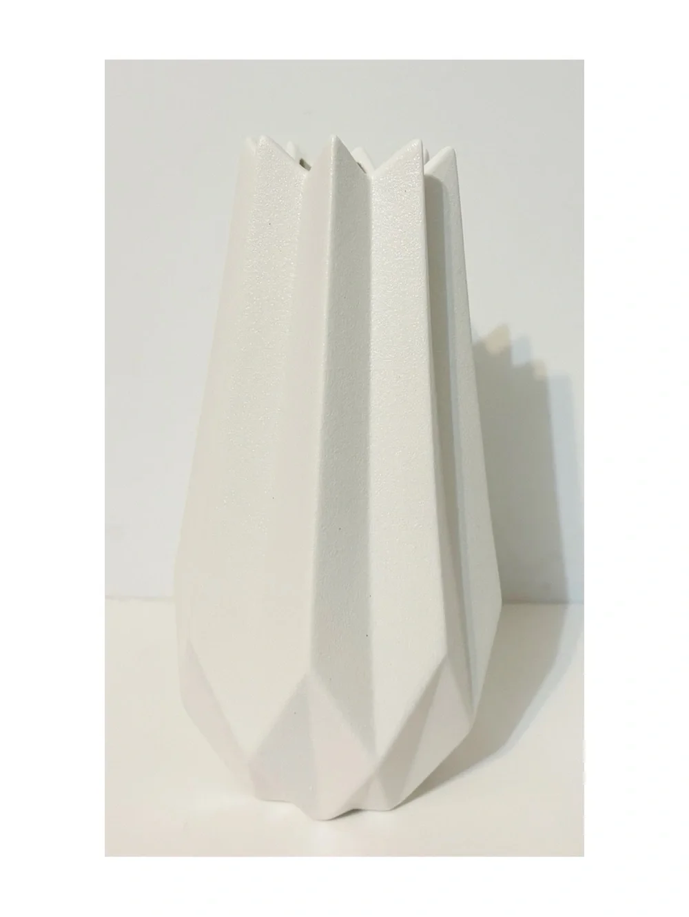 Geometric Ceramic Vase Origami Art Design Textured Porcelain Home Decor White 8